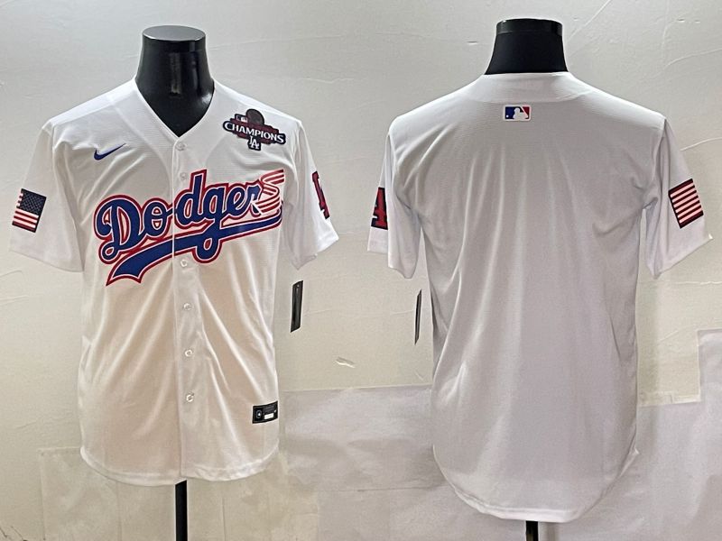 Men Los Angeles Dodgers Blank White national flag second generation joint name Nike 2025 MLB Jersey style 2->los angeles dodgers->MLB Jersey